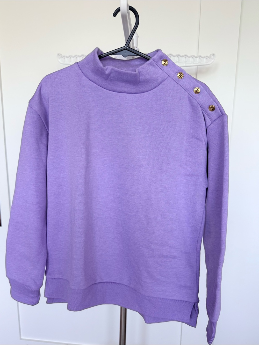 Crewcuts Brand New Lavender Mock Neck Sweater with Gold Buttons